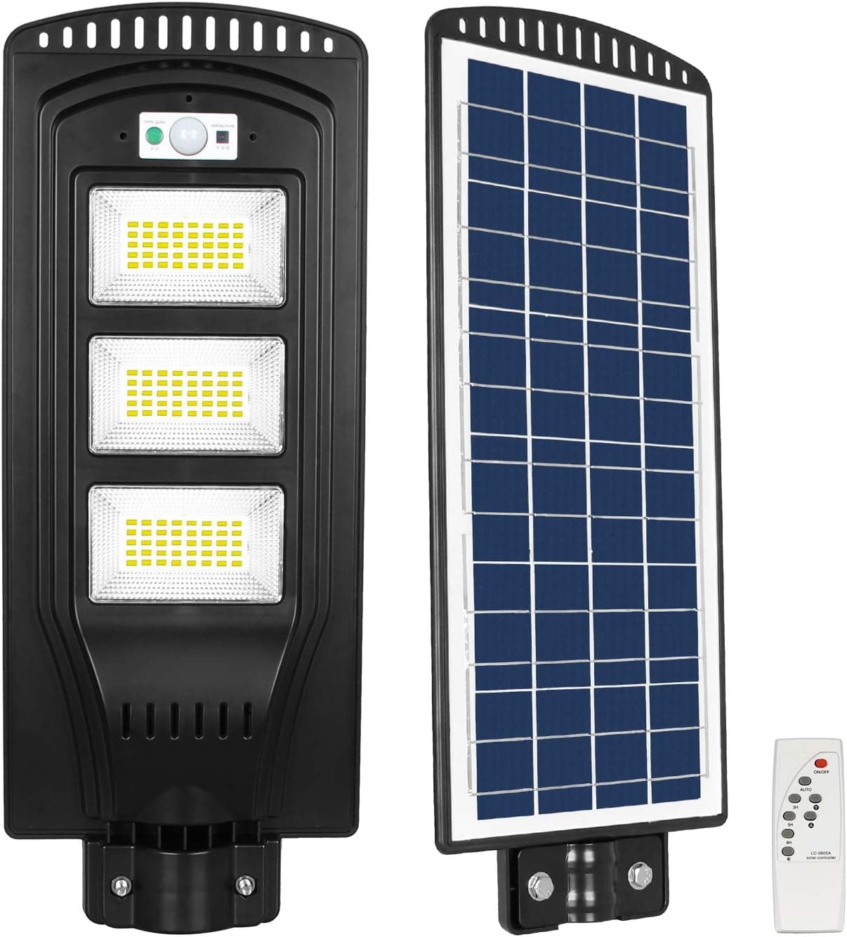 Lebote Solar Street Light Outdoor Waterproof 90W Solar Parking Lot Lights Remote Control with Timing and PIR Motion Security Lighting for Yard,Garden,,Gutter,Pathway,Basketball Court Path Lighting
