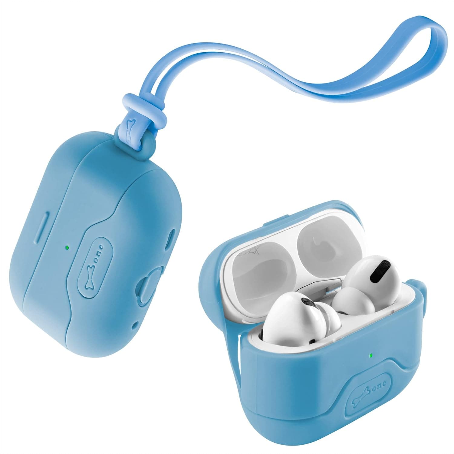 [Bone] AirPods Pro 2 Case Cover with Hand Strap, Supports MagSafe Charging, Full Protective Premium Silicone Material Accessories Compatible with AirPods Pro 2nd Gen 2022, Kusumi Blue
