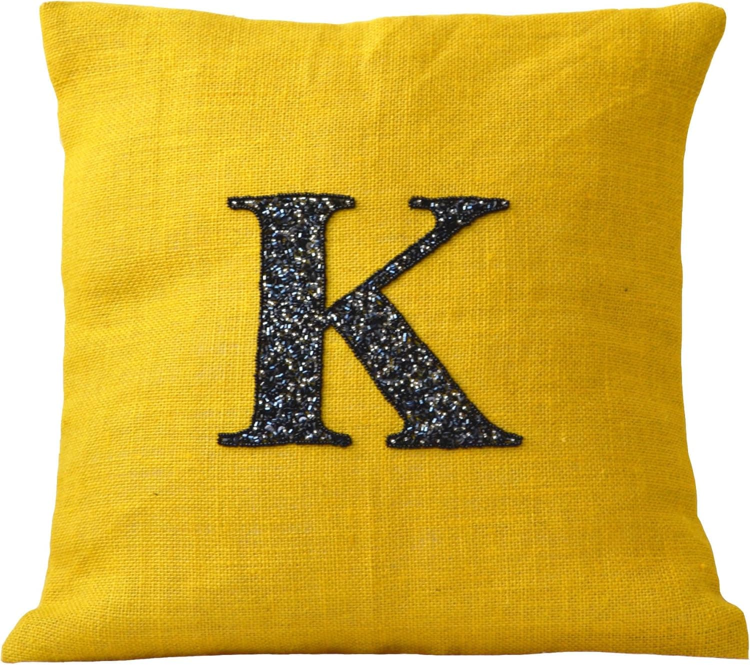 Amore Beaute Handcrafted Custom Monogram pillows - Personalized pillow covers- Yellow pillows- Burlap pillows- Decorative throw pillow covers- Accent pillows- Burlap throw pillow covers
