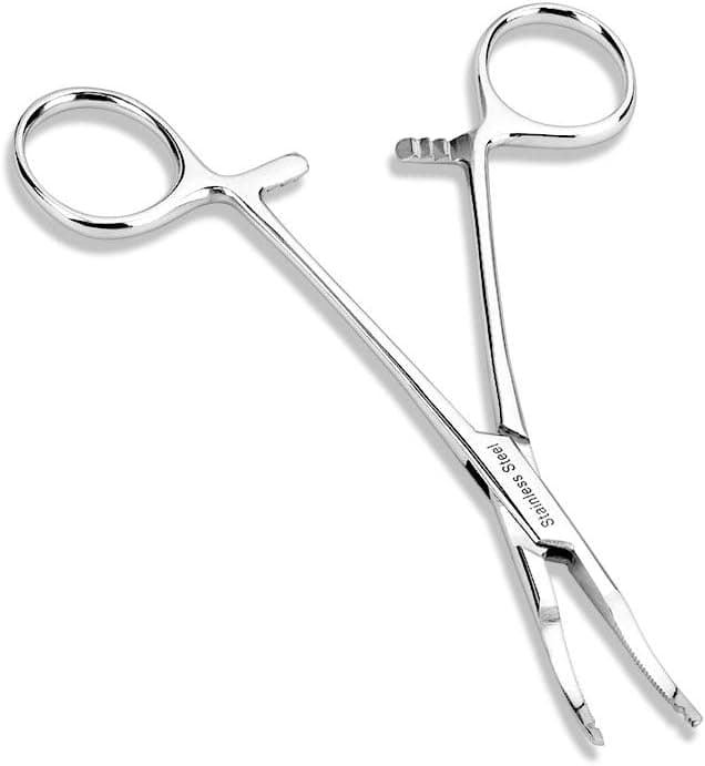 Micro Thin Tip Dermal Anchor Kelly Forceps Tool - 0.5mm Head with 2mm Hole