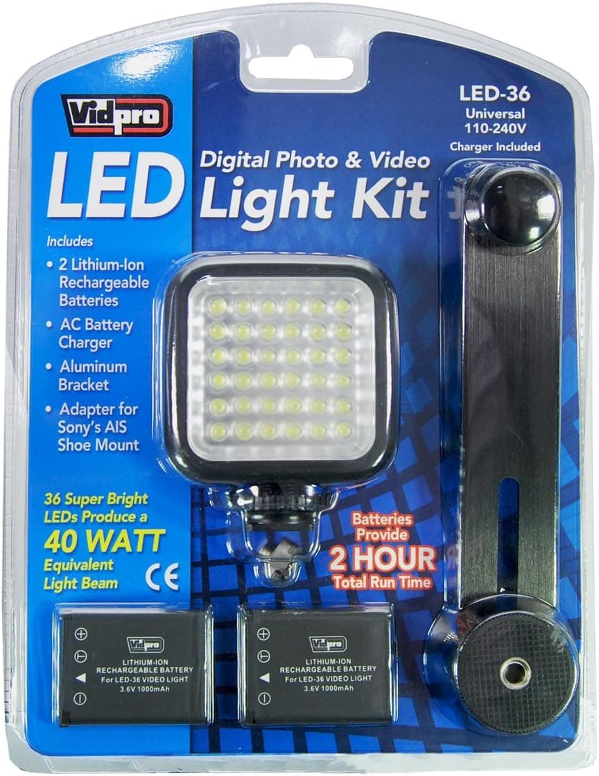 LED Video Light + Mini Zoom Shotgun Microphone w/Mount + Video Stabilizer Kit For Canon VIXIA HF R700 HF R72, HF R70, HF R82, HF R80, HF R800 Camcorder Includes Stabilizer + Microphone + LED Light Kit