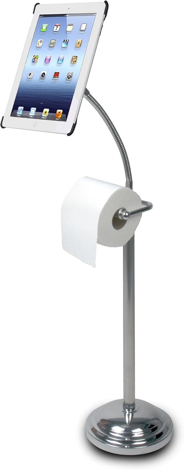 CTA Digital Pedestal Stand for iPad 2/3/4 with Roll Holder (PAD-TSB)