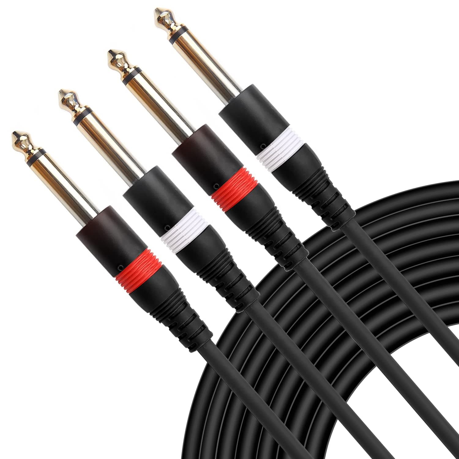 AxcessAbles DTS14-STS106 Dual ¼” (6.35mm) TS Audio Patch Cable for Keyboards/Outboard Gear/Mixing Console (20 ft)