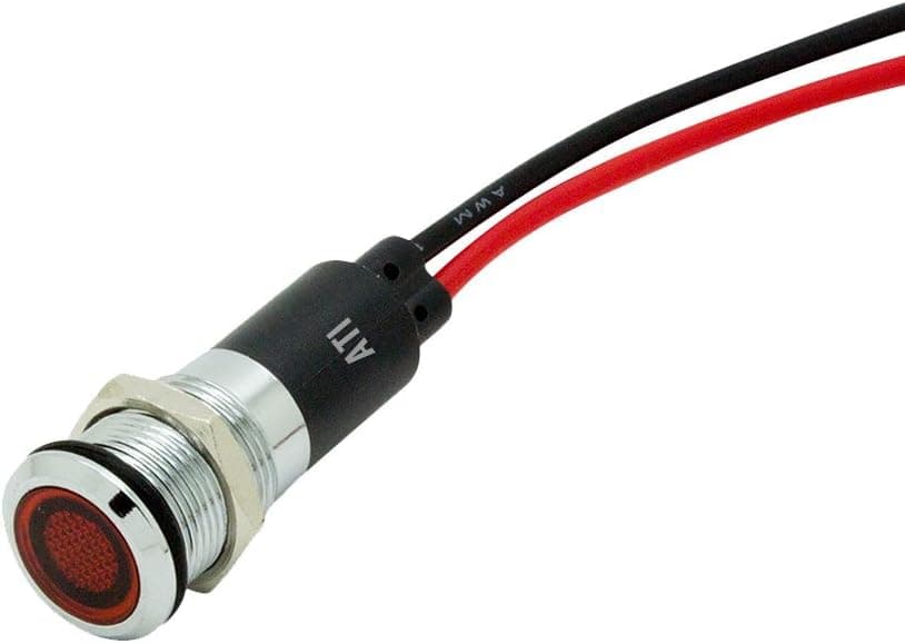 Alpinetech PL12M 12mm 1/2" 12V AC LED Metal Signal Indicator Pilot Dash Light (Red)