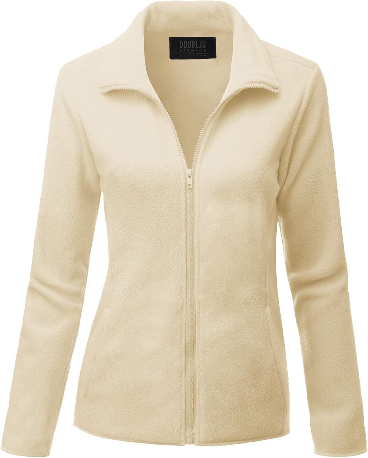 DOUBLJU Womens Long Sleeve Full-Zip Thermal Basic Fleece Jacket with Plus Size