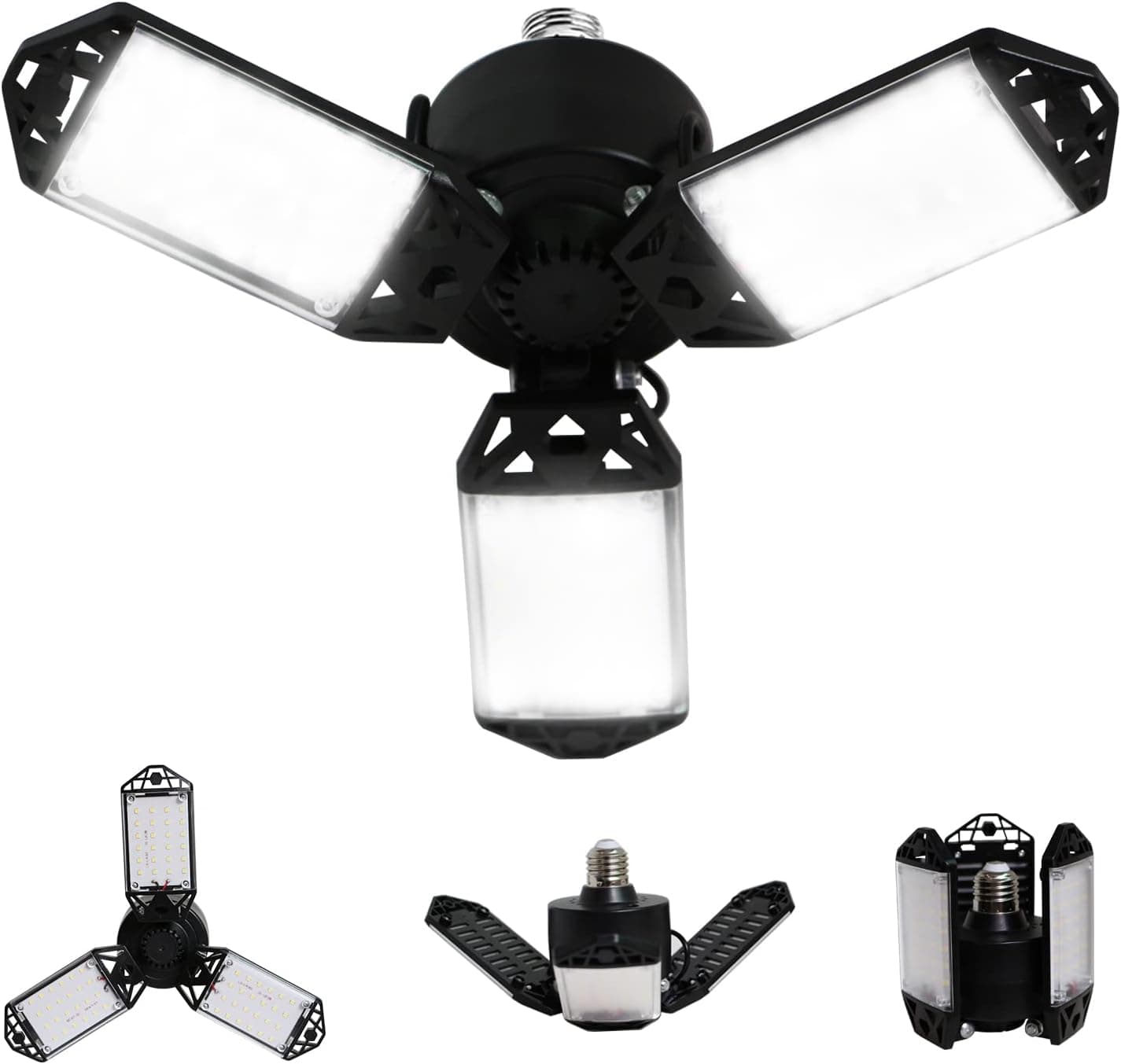 LED Garage Light, 80W Garage Lights LED Shop Light, 8000 Lumen Garage LED Ceiling Lights with 3 Adjustable Panels, 6500K Daylight Garage Lighting LED Light Bulb Fixture LED Lights for Garage, Workshop