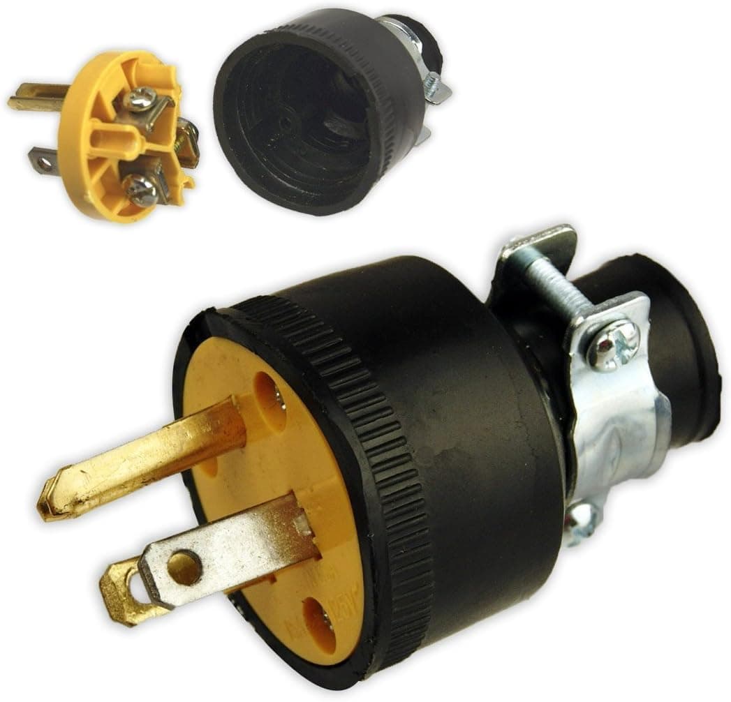 Online Best Service 5 Pack Male Extension Cord Replacement Electrical Plugs 15AMP 125V End