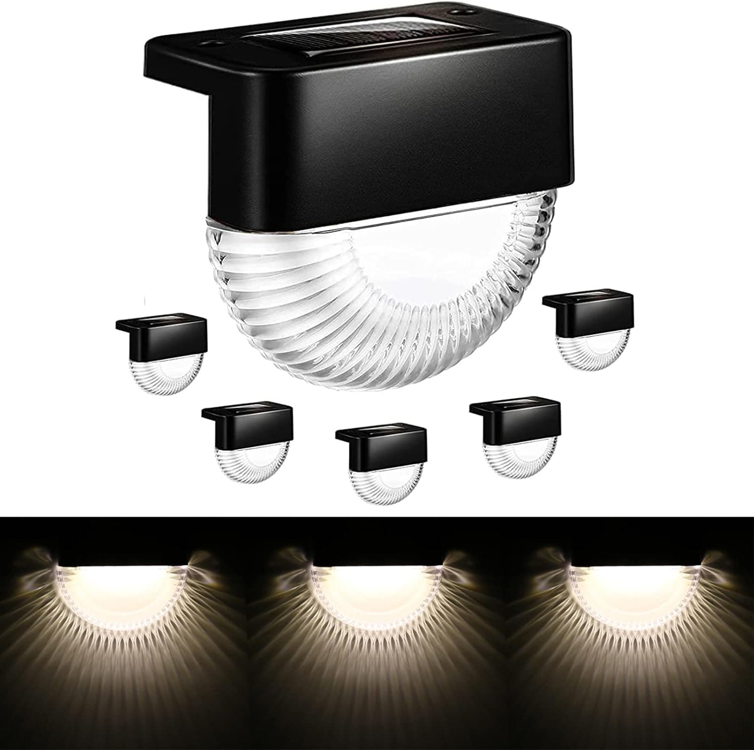 6 Pack Solar Patio Lights Outdoor Waterproof Garden Lighting Decorations, Fence Post Step Deck Wall Night LED Lights Sloar Powered for Outside, Landscape, Pathway, Easter Decor Lights (Warm White)