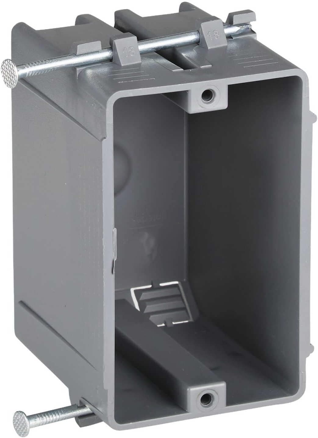 Newhouse Hardware New Work Electrical Nail Outlet Box for Residential and Light Commercial Remodel, 1 Gang 18cu in, UL Certified
