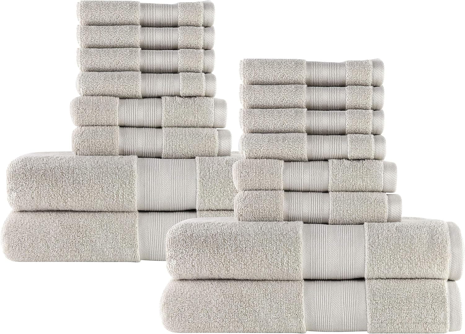 Made Here American Heritage by 1888 Mills 100% Organic Cotton Luxury 16-Piece Bath Set- Stone