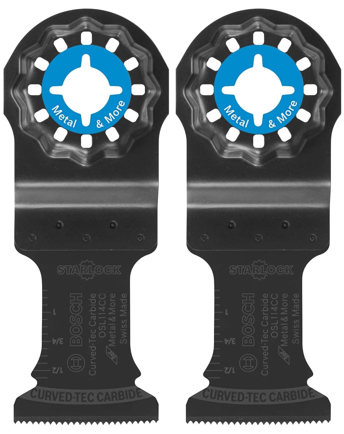 BOSCH OSL114CC-2 2-Pack 1-1/4 In. Starlock Oscillating Multi Tool Metal & More Curved-Tec Carbide Extreme Plunge Cut Blades for Metal (Nails and Staples), Wood with Nails, PVC