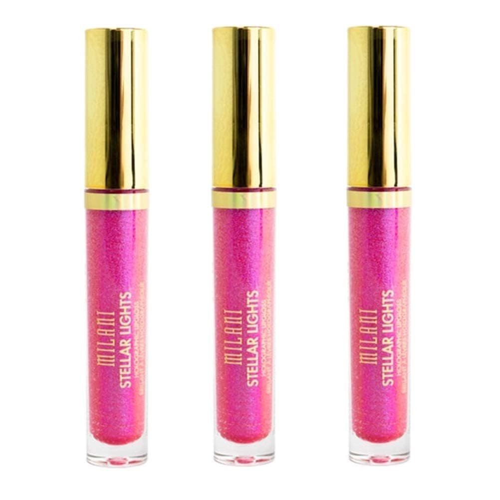 Pack of 3 Milani Stellar Lights Holographic Lip Gloss, Fluorescent Fuchsia 05