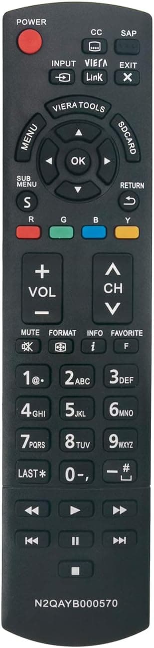 N2QAYB000570 Replacement Remote fit for Panasonic TV TC-L32C3S TC-L42E30 TC-L42U30 TC-P4232C TC-P42S30 TC-P46S30 TC-P46ST30 TC-L32E3 TC-L32X30 TC-L37E3 TC-L37U3 TC-P50X3 TC-P60S30 TC-L42E3 TC-P42X3