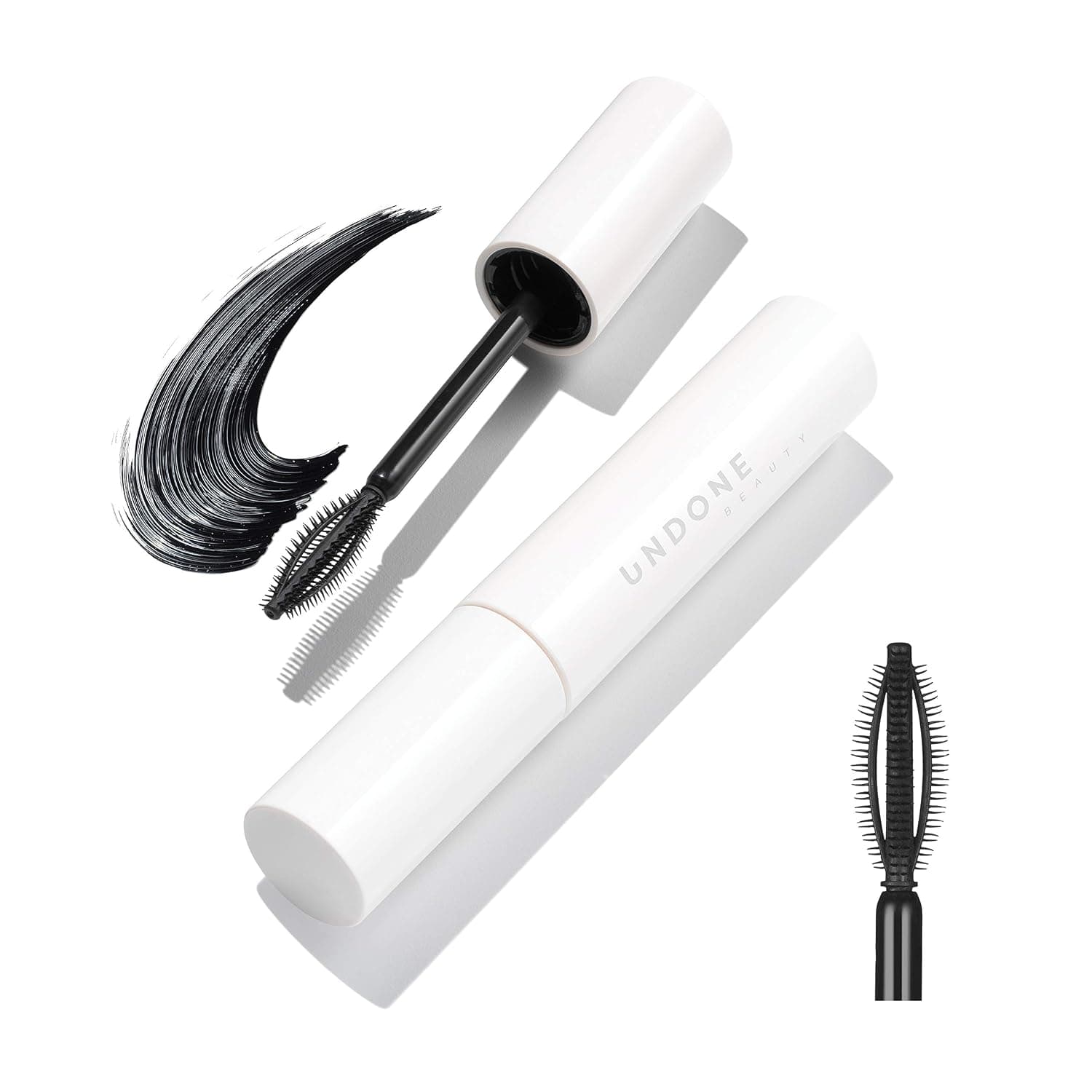 Undone Beauty Indielash Volumizing & Lengthening Gel Mascara with 4-Way Brush Wand - Lightweight Buildable Formula for Lash Volume, Plumping, and Separating - Vegan and Cruelty Free - Very Dark Black