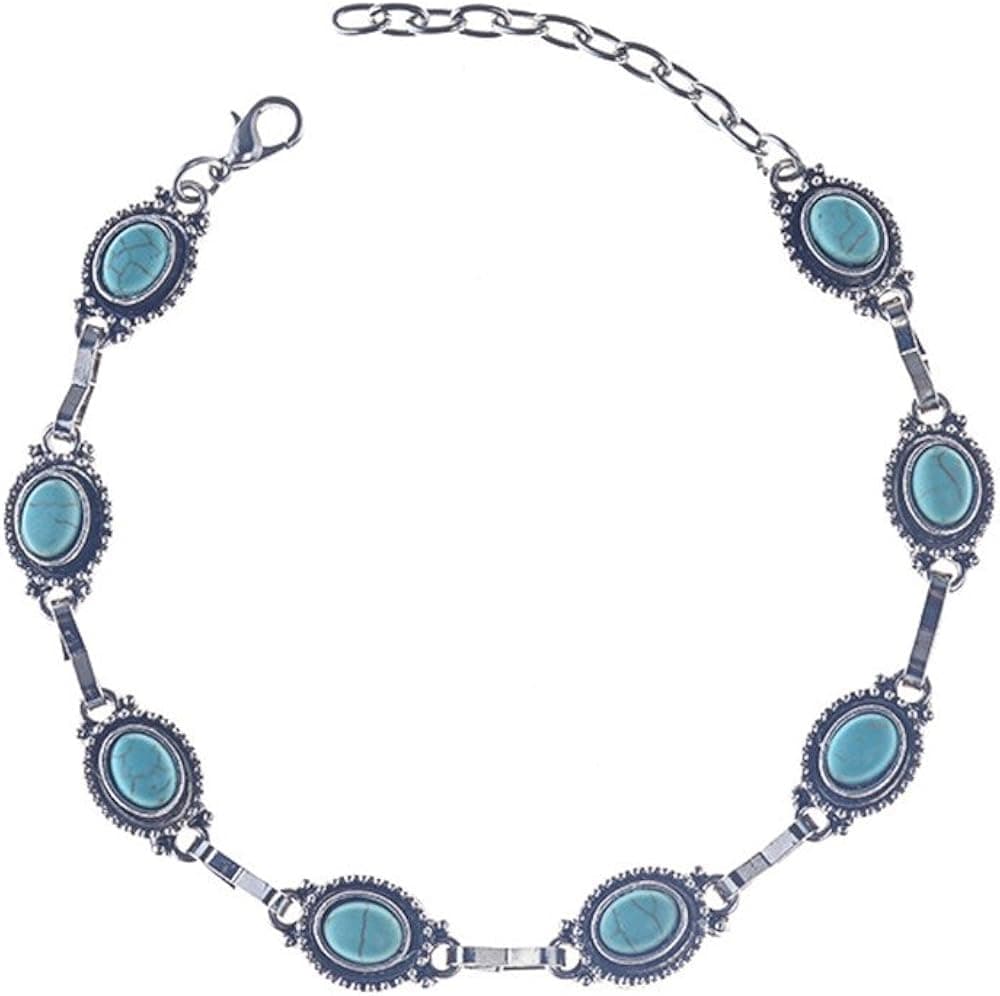INSANEY Starfish Charm and Turquoise Pearl Bead Link Anklet