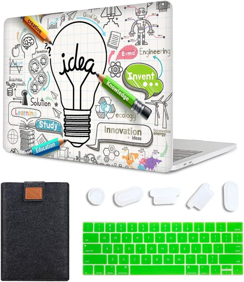 HPILISH MTAOTAO Plastic Pattern White Creative Bulb Hard Shell Case with Keyboard Cover for MacBook Air 11(A1465/A1370)