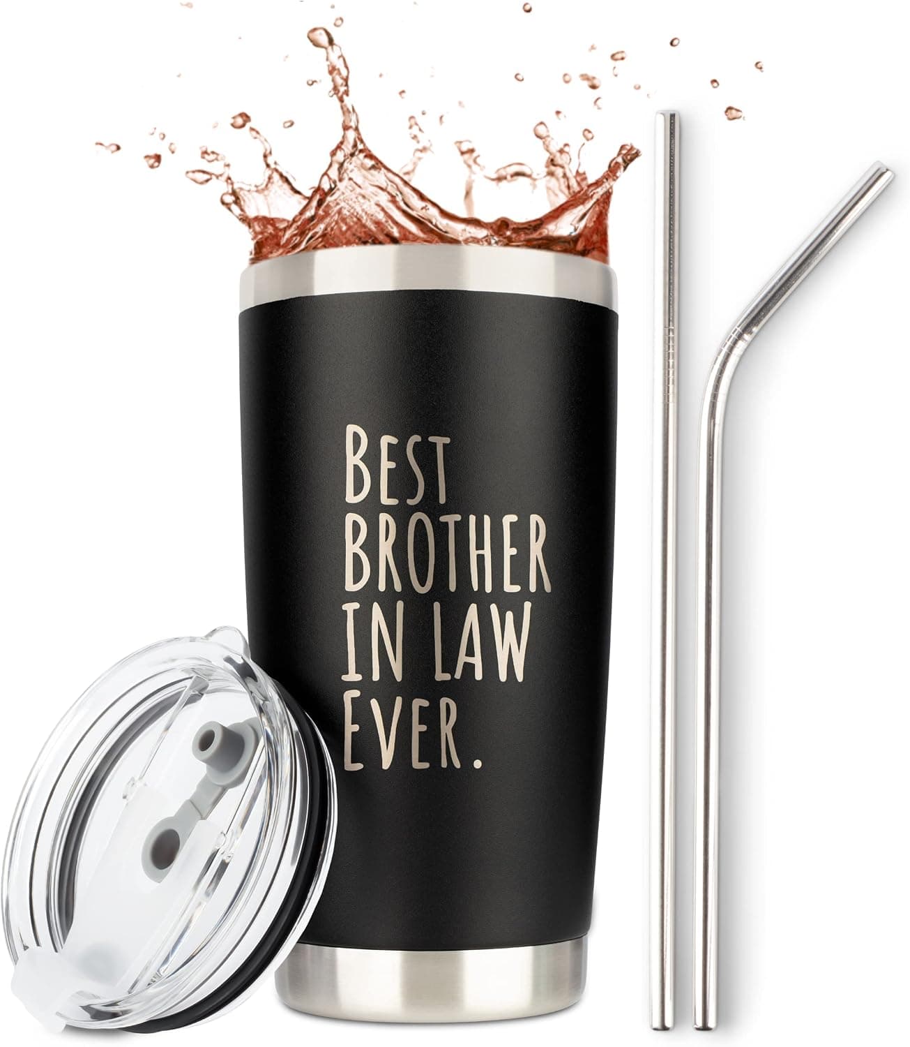 Brother In Law Gifts | Stainless Steel Tumbler with Lid for Hot Coffee or Cold Drinks | Cool Birthday Christmas Cup Unique Best Ever Mug by JENVIO