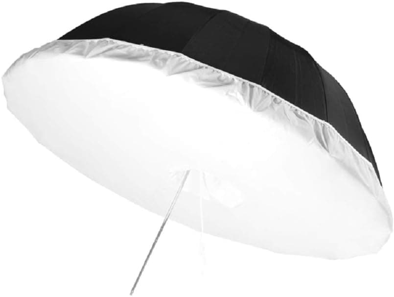 HappyGo 65 Inch Parabolic Deep Umbrella with Diffuser Cover for Photo Studio Flash Speed Light,16-fibreglass Rib Black Silver Reflective Umbrella,Photography Umbrella and Diffuser, S155