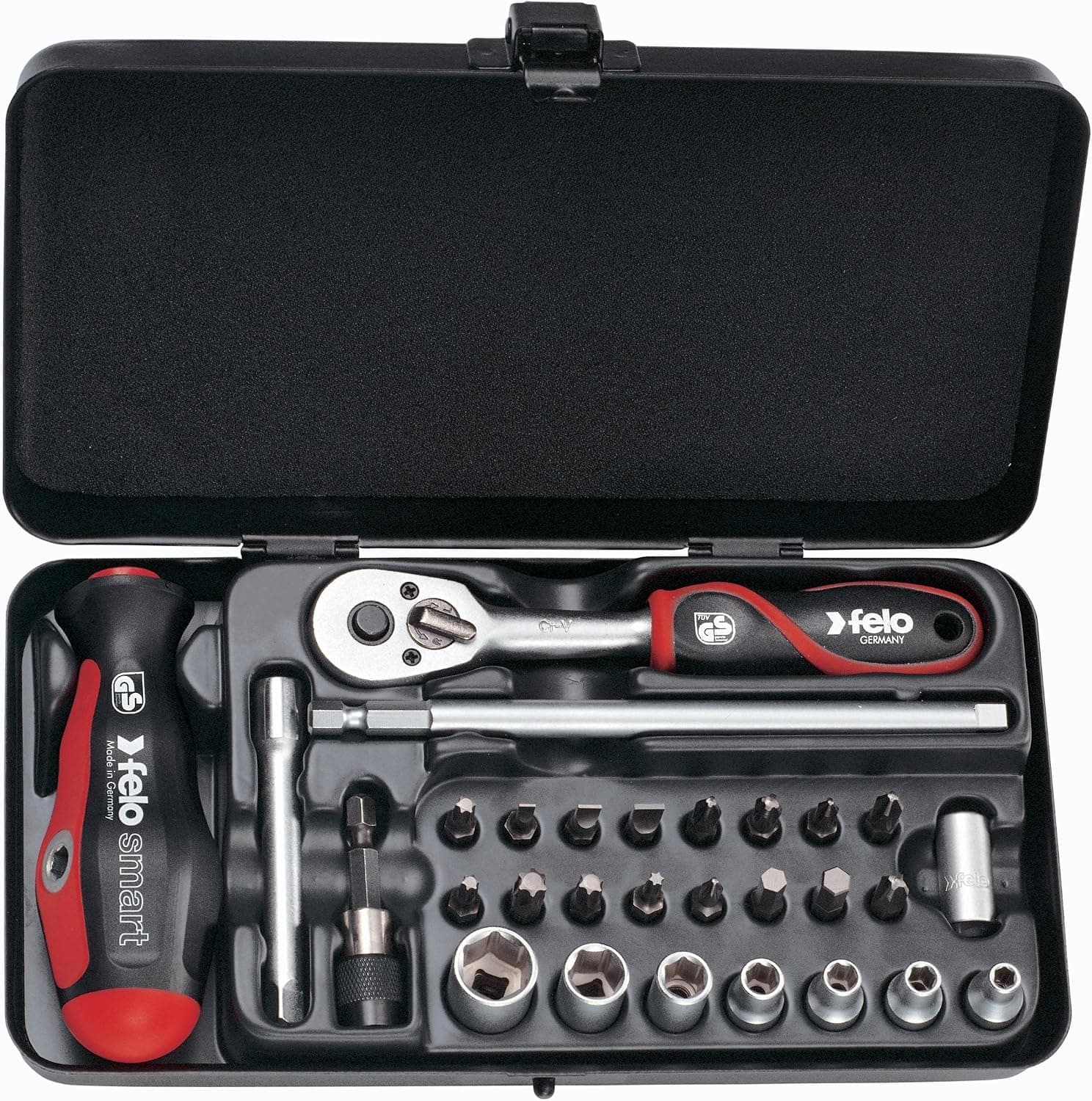 Felo 0715732398 Smart Set 29 Pieces Phillips, Pozidriv, Hex, & Torx with Ratchet, 060 Series