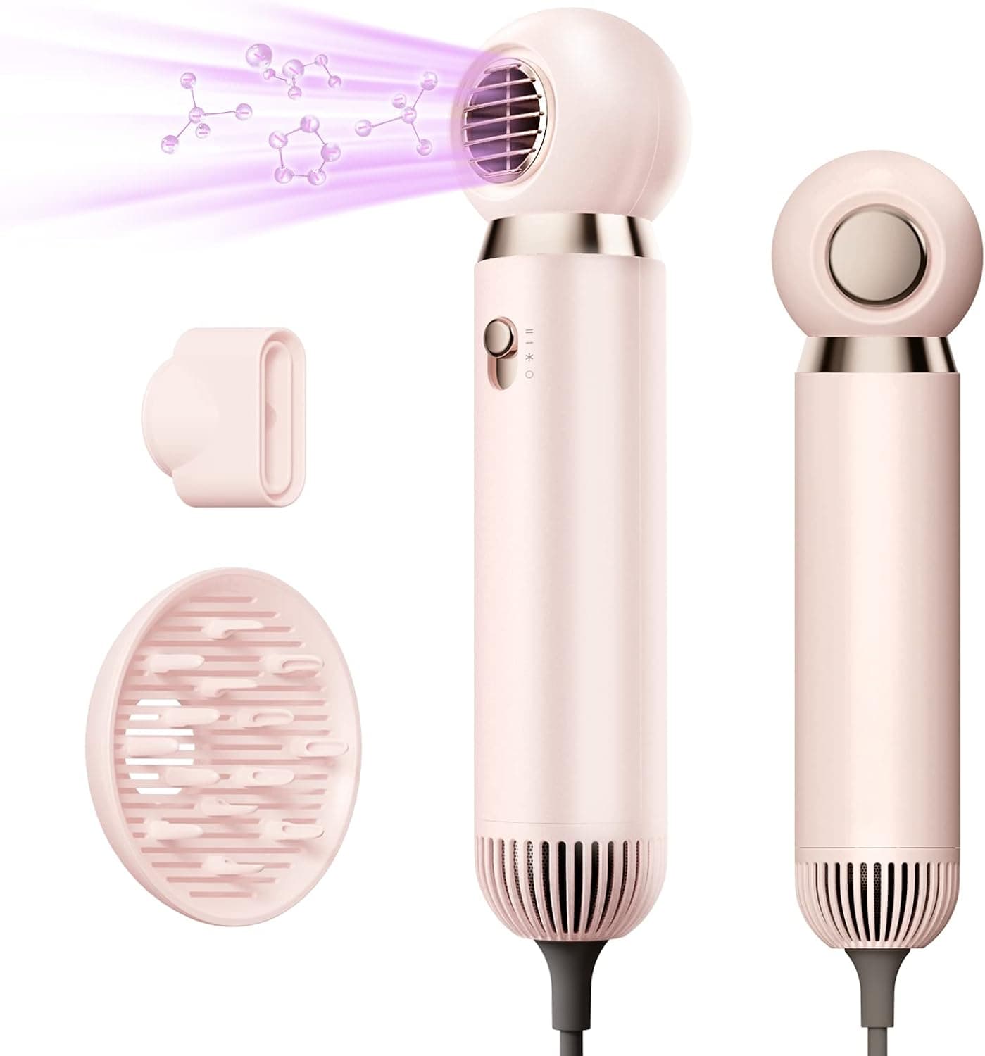 Ionic Hair Dryer,1800W Professional Hair Dryer,Negative Ions Technology Hair Blow Dryer with 3 Heating Modes,1 Concentrator,1 Diffuser, for Travel Home Salon Woman Kids - Ships from US Within 7 Days