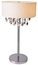 Elegant Designs LT1023-WHT Romazzino Crystal and Chrome Table Lamp with Ruched Fabric Drum Shade, White