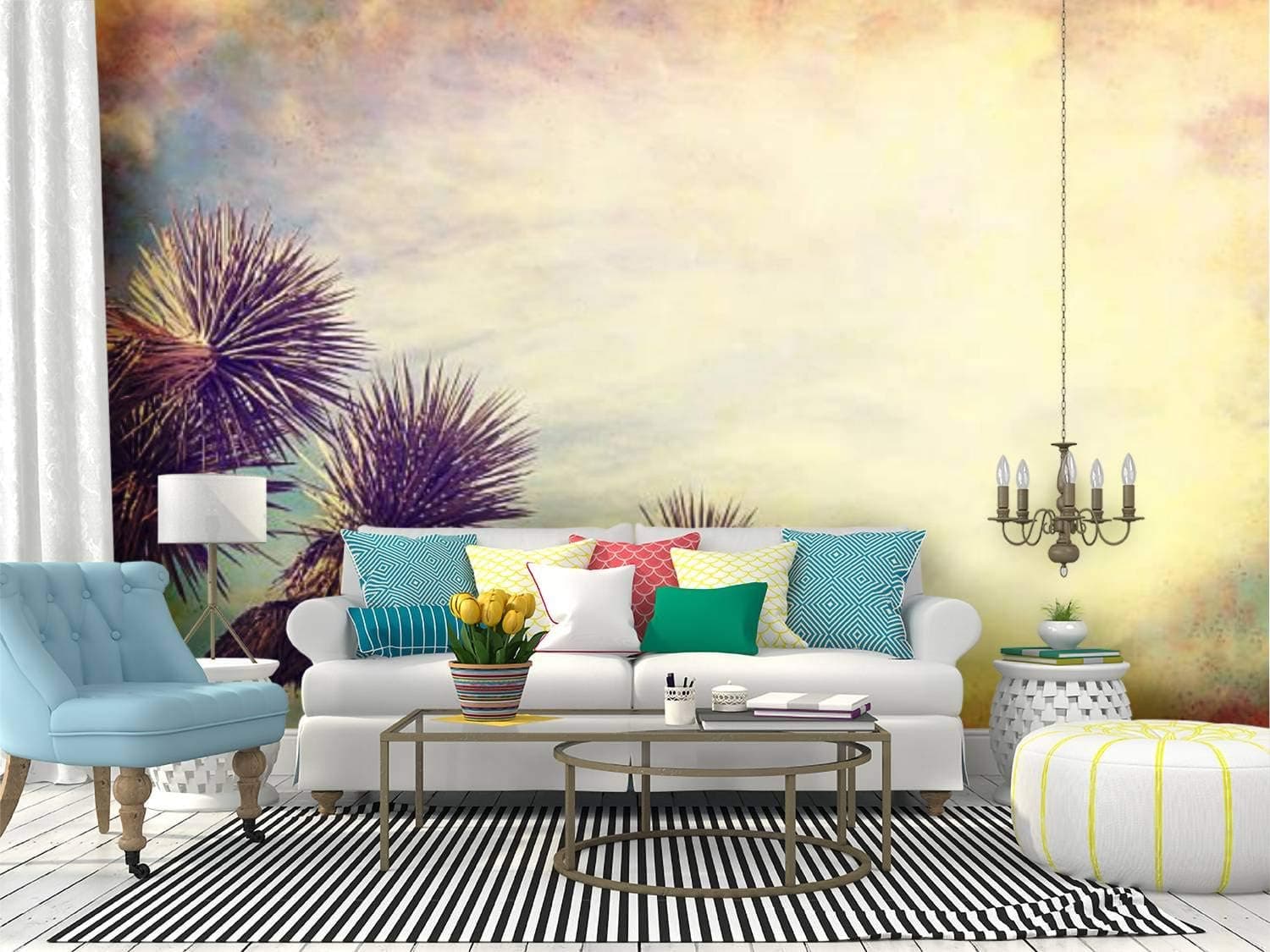 RECETHROWS Wall Mural Vintage Joshua Tree Peel and Stick Wallpaper Self Adhesive Wallpaper Large Wall Sticker Removable Vinyl Film Roll Shelf Paper Home Decor