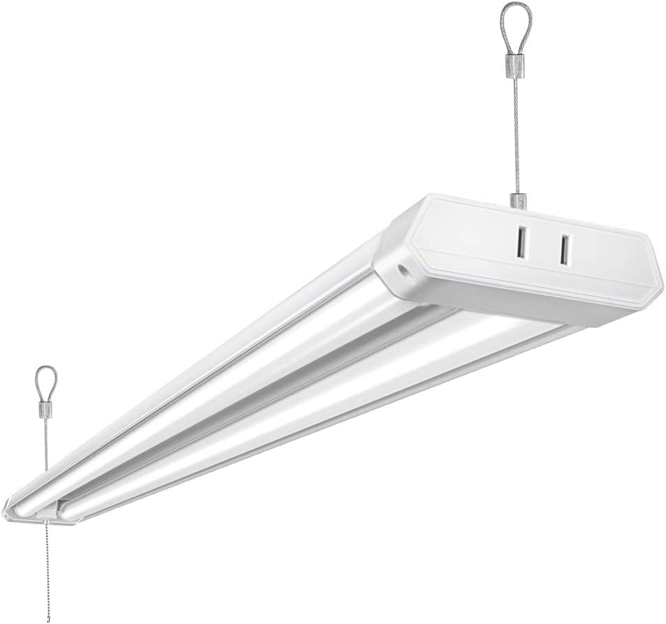 Freelicht 1 Pack LED Utility Shop Light, 4 FT, Linkable Integrated Fixture, 42W=280W, 5000K Daylight, 4200 LM, Surface/Suspension Mount, Pull Chain, Garage – ETL