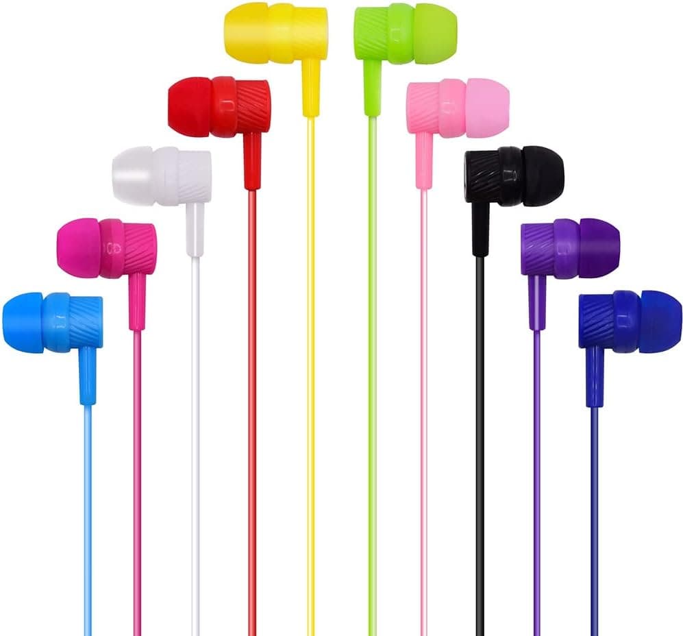 ZXQZYM Bulk Earbuds 30Pack for Classroom,Wholesale Earbuds Headphones Bulk for Kids,Individually Bagged,Perfect for Students Schools Hospitals Hotels Library Museums Multi Colored
