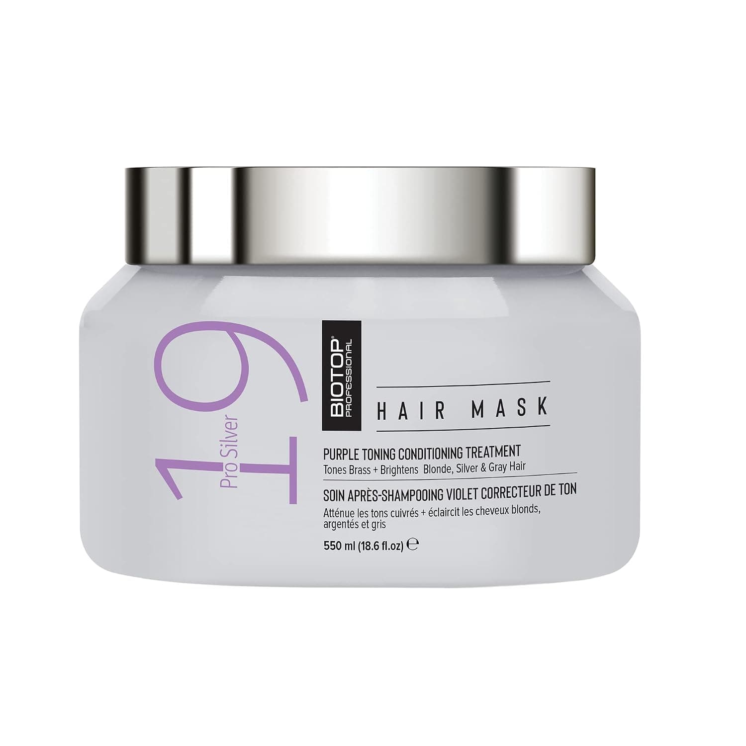 Biotop Professional 19 Hair Mask Pro Silver for All Blonde Shades Parabens Free SLS Free 18.6 fl oz