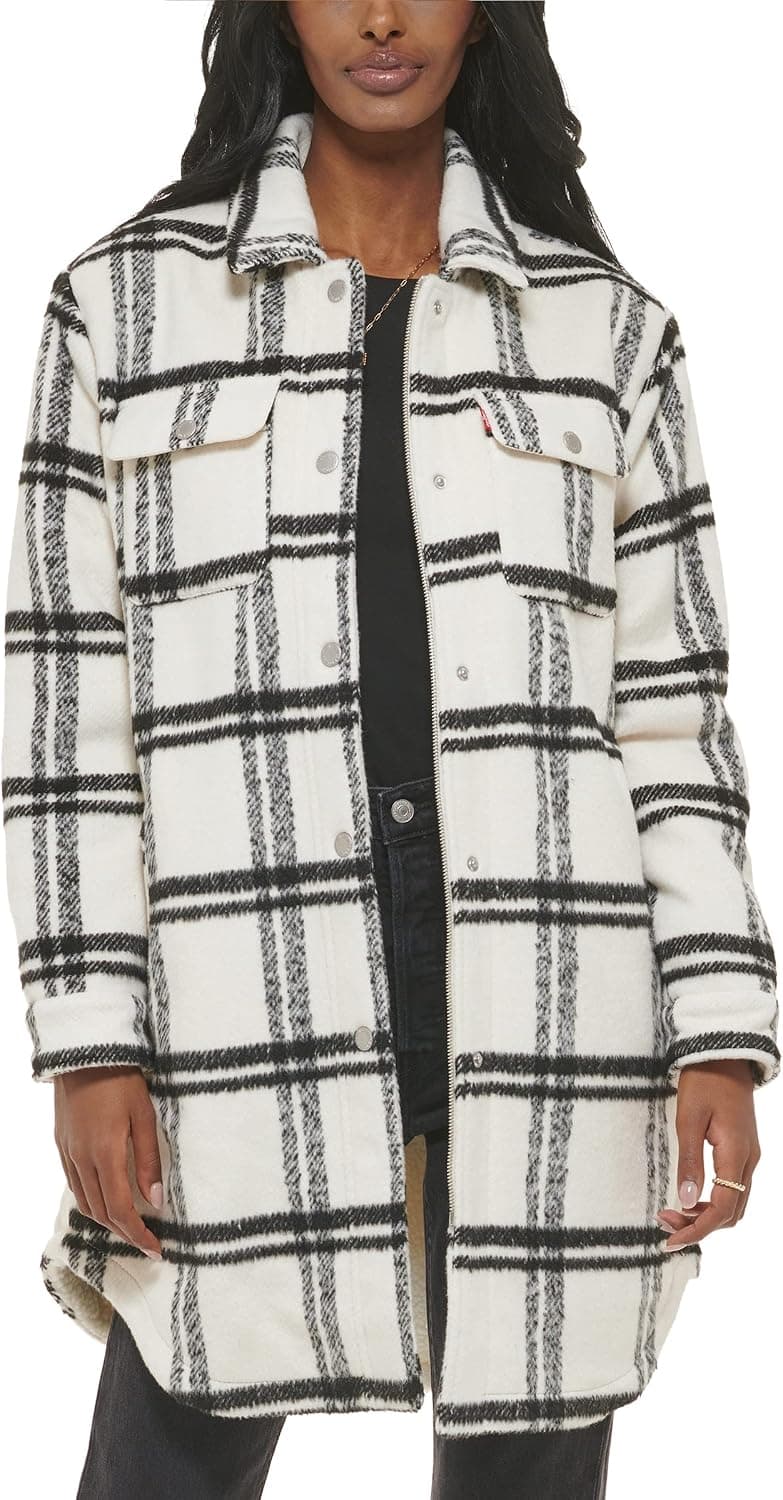 Levi's Women's Wool Blend Sherpa Lined Long Shacket