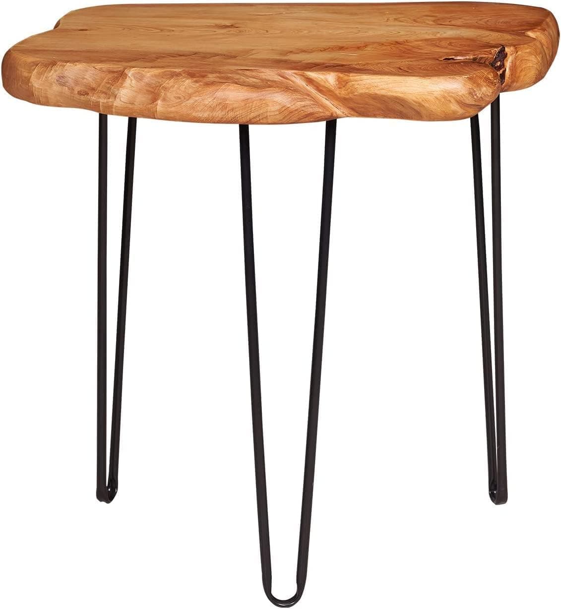 Home-Ever Natural Edge Side Table, Live Edge End Table with 3 Hairpin Legs, Nightstand Plant Stand for Bedroom and Living Room(19" L x 16" W x 20" H)
