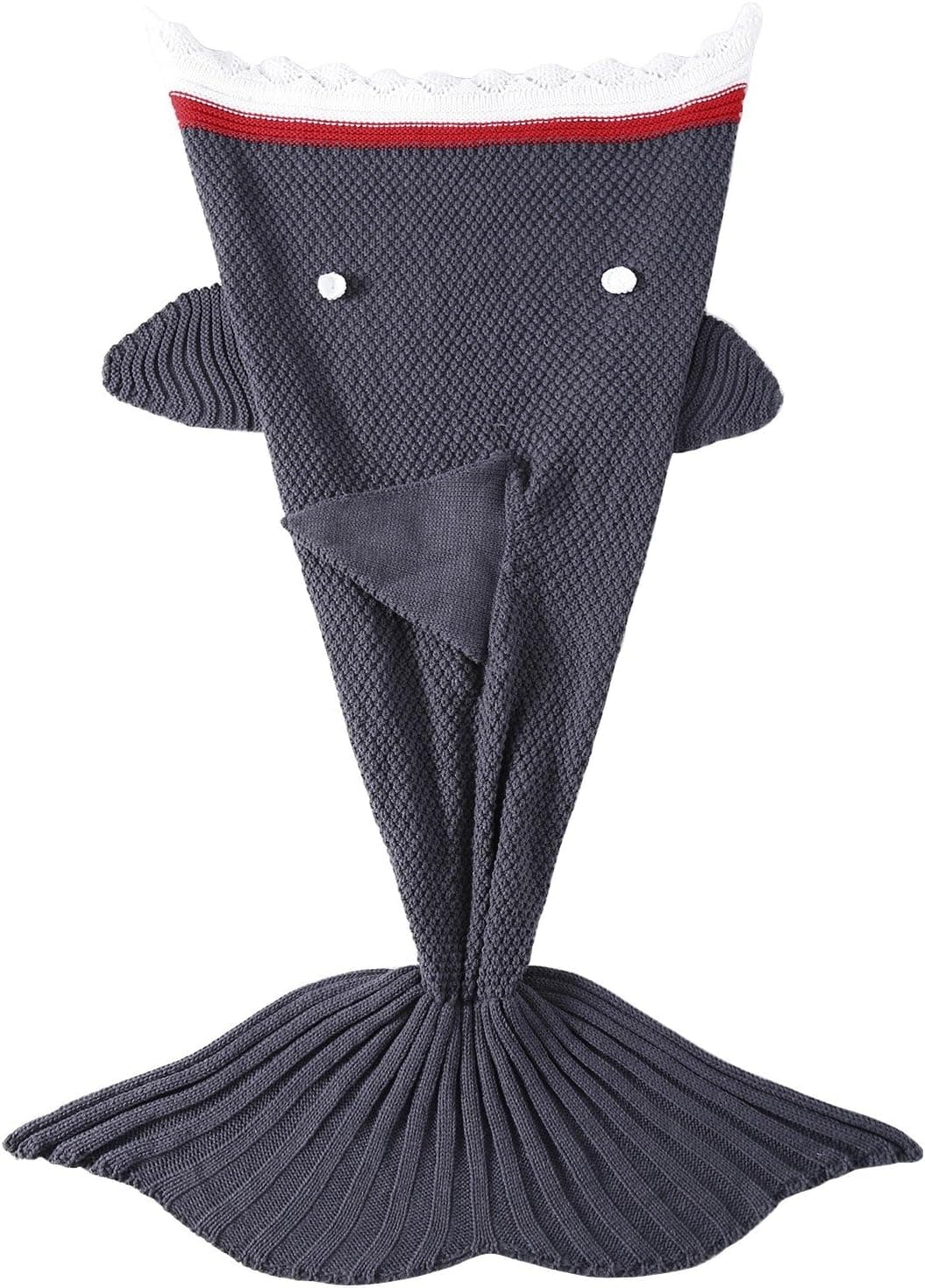 TIAOBU Girls Kids Handcrafted Knitted Swimming Mermaid Tail Blanket for Children Adult Shark Grey One Size