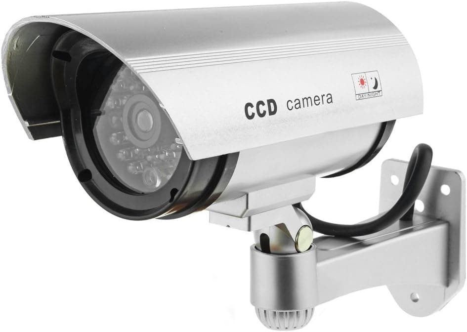 WickedHD Outdoor Fake Silver Indoor/Outdoor Dummy Security Camera with Blinking Red Light