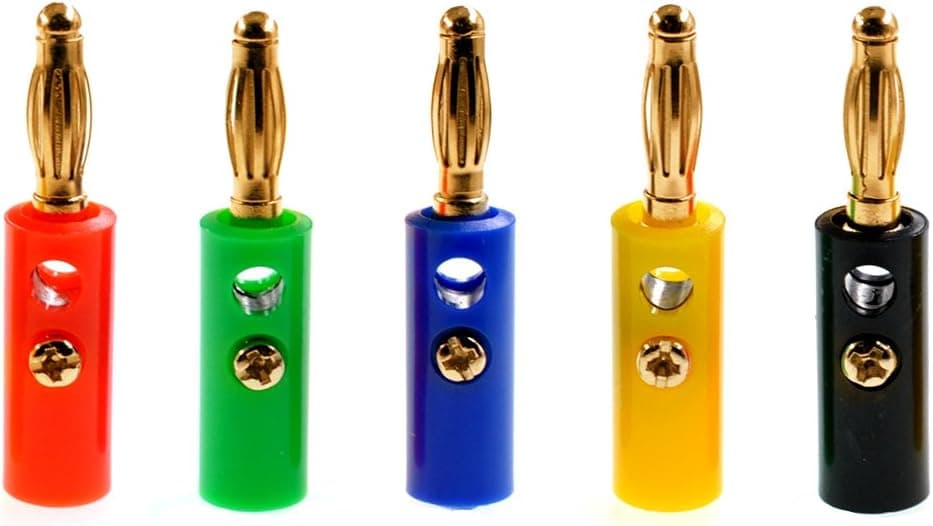 Oiyagai 20pcs Audio Speaker Wire Cable Banana Plugs Screw Type Connectors 4mm (Gold-Plated)