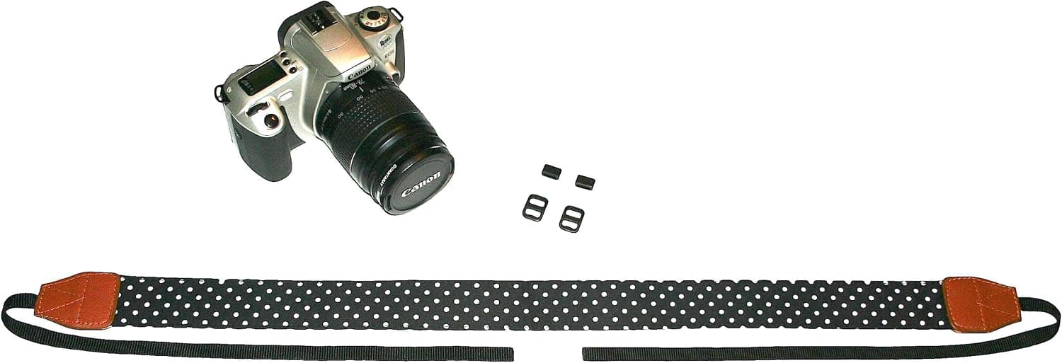 Holiday Shutterbugs Special! Polka Dot Delight Camera Strap - Wise Enterprise - Navy Blue & White Polka Dots Ladies Quality Custom Colorful Designer Vintage Adjustable Shoulder Neck Strap for Sony Canon Nikon Pentax Most DSLR & Video Cams