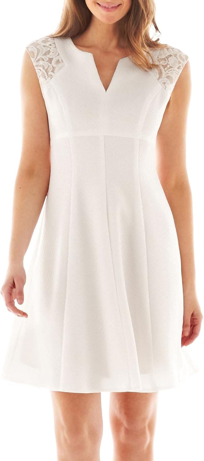 Julian Taylor Women's Lace-Shoulder Flare Dress