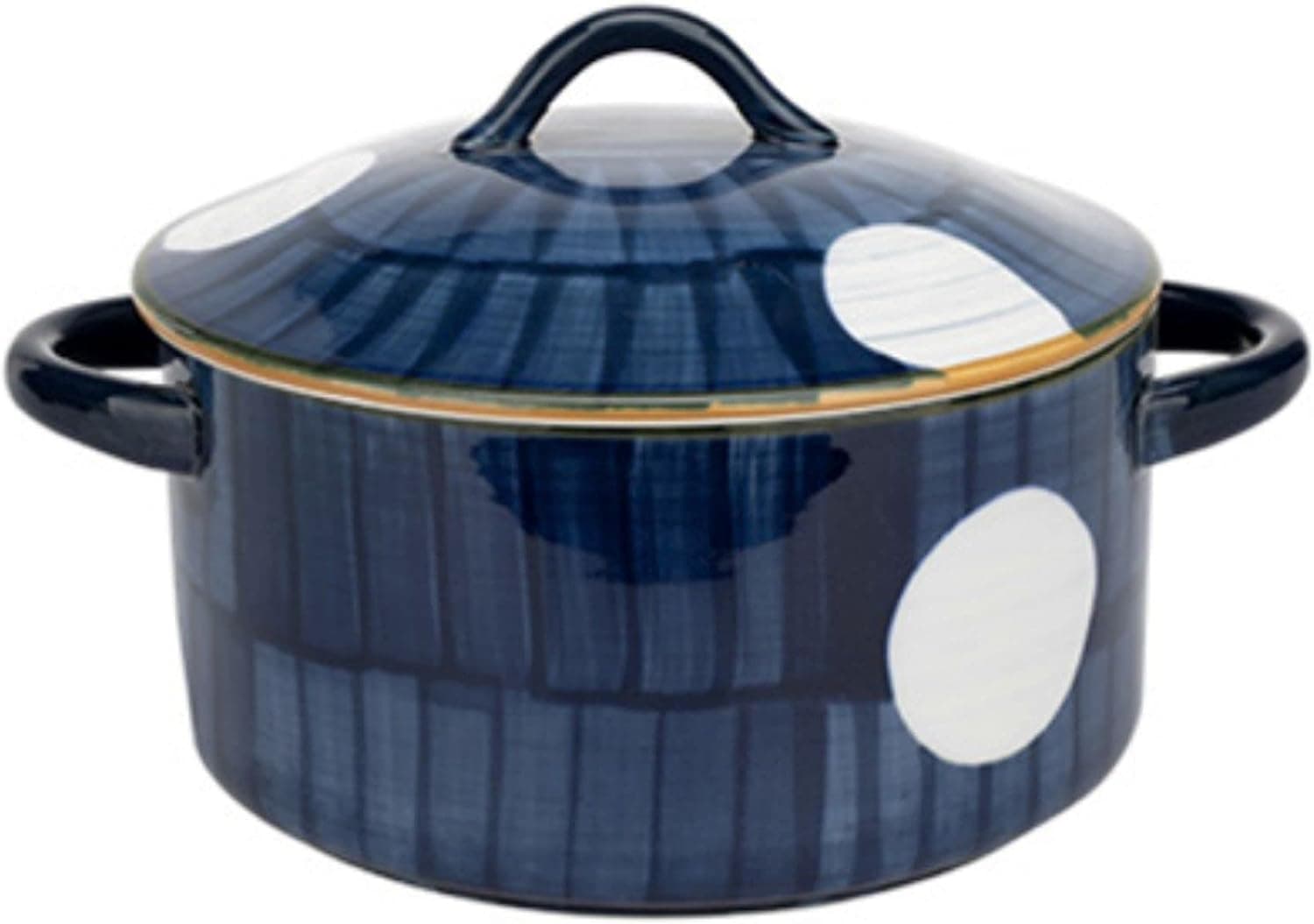 Sophie & Panda Eco-Friendly Patterned Japanese 8.5'' 60 Oz Large Porcelain Bowl With Lid and Handles That Is Perfect For Dinner Parties - Blue & White Covered Serving Bowl