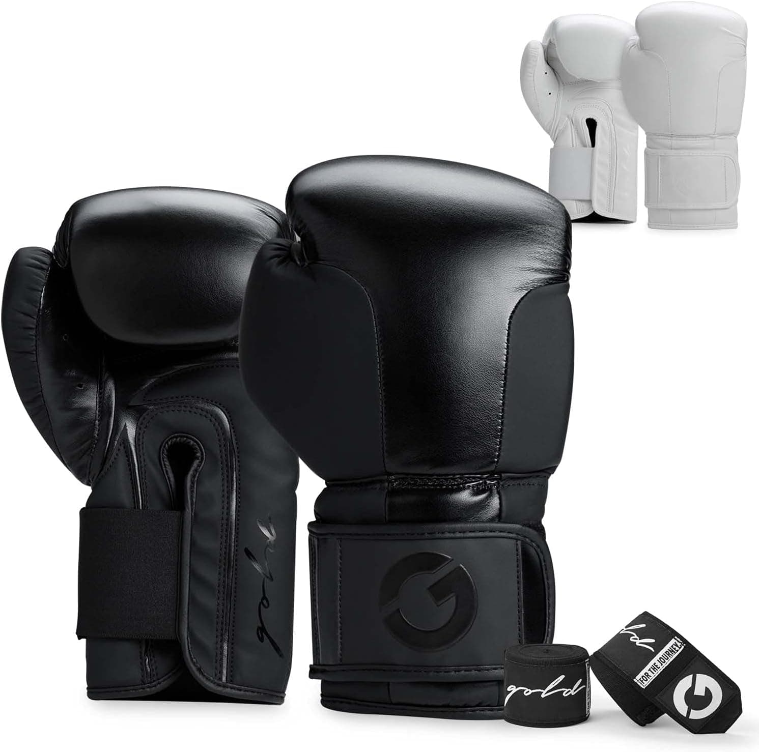 Gold BJJ Foundation Boxing Gloves - Bag and Sparring Glove for Boxing, Kickboxing, Muay Thai, and MMA - Includes Hand Wraps