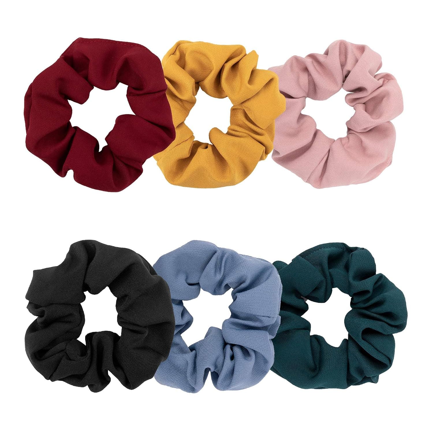 YOHAMA 6 pcs Hair Scrunchies Solid Color Black Hair Ties for Women Pink Scrunchies Elastic Bands Girls Hair Accessories Ponytail Holder No Damage Decoration Bun Birthday Gifts.