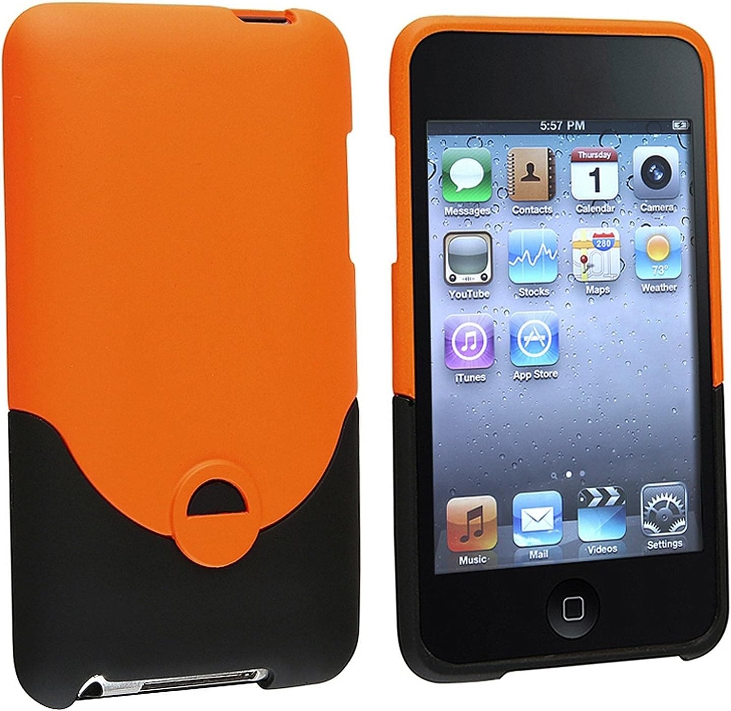 eForcity Snap-On Rubber Coated Case for iPod touch 2G/3G (Orange/Black)