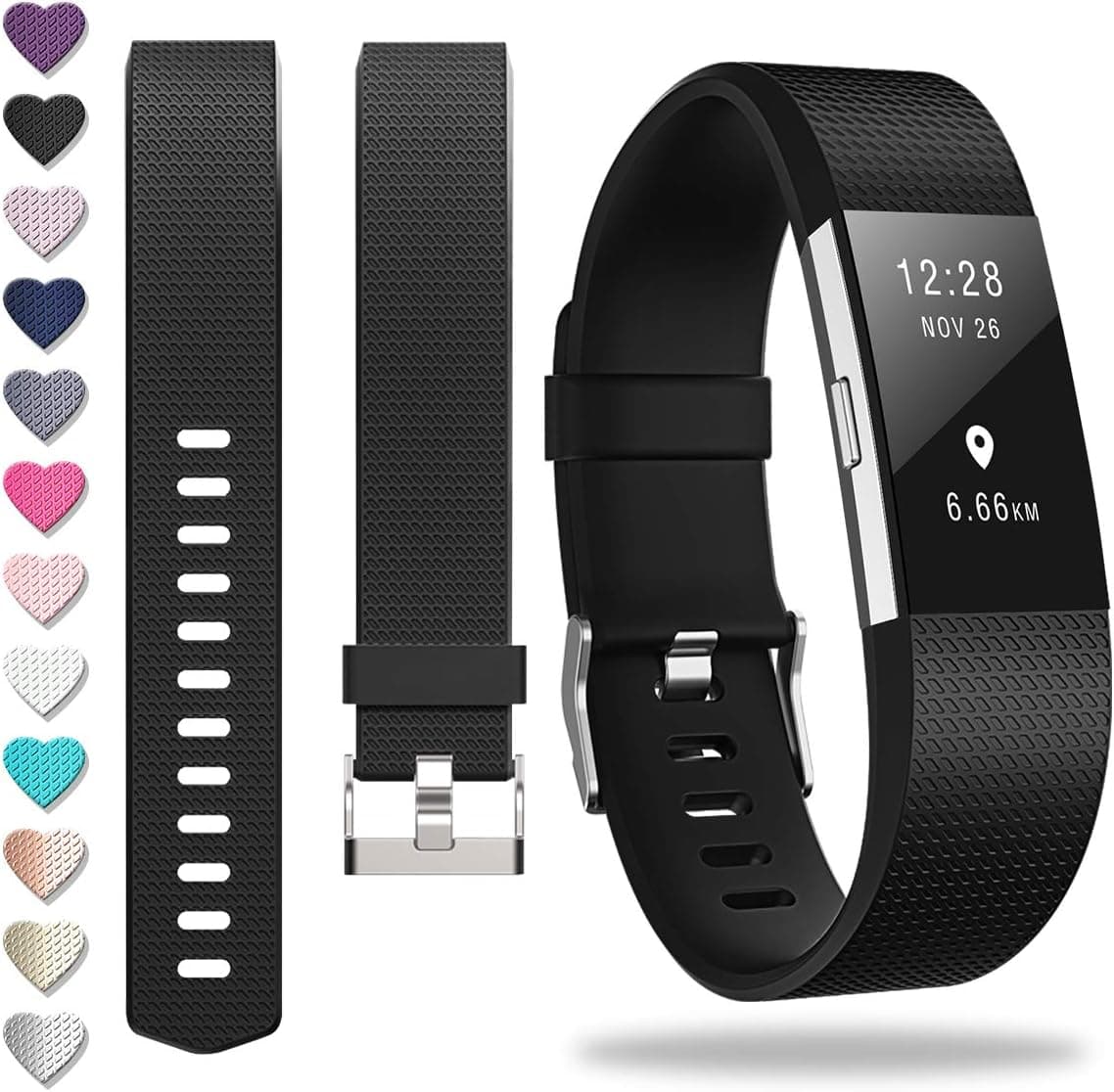 ZEROFIRE Compatible for Fitbit Charge 2, Replacement Adjustable Sport Bands for Charge 2 Heart Rate Fitness Wristbands, Women Men, Small and Large