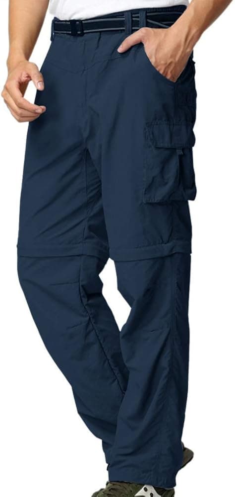 Hiking Pants for Men boy Scout Convertible Cargo Zip Off Lightweight Quick Dry Breathable Fishing Safari Shorts (1 Blue, 30)