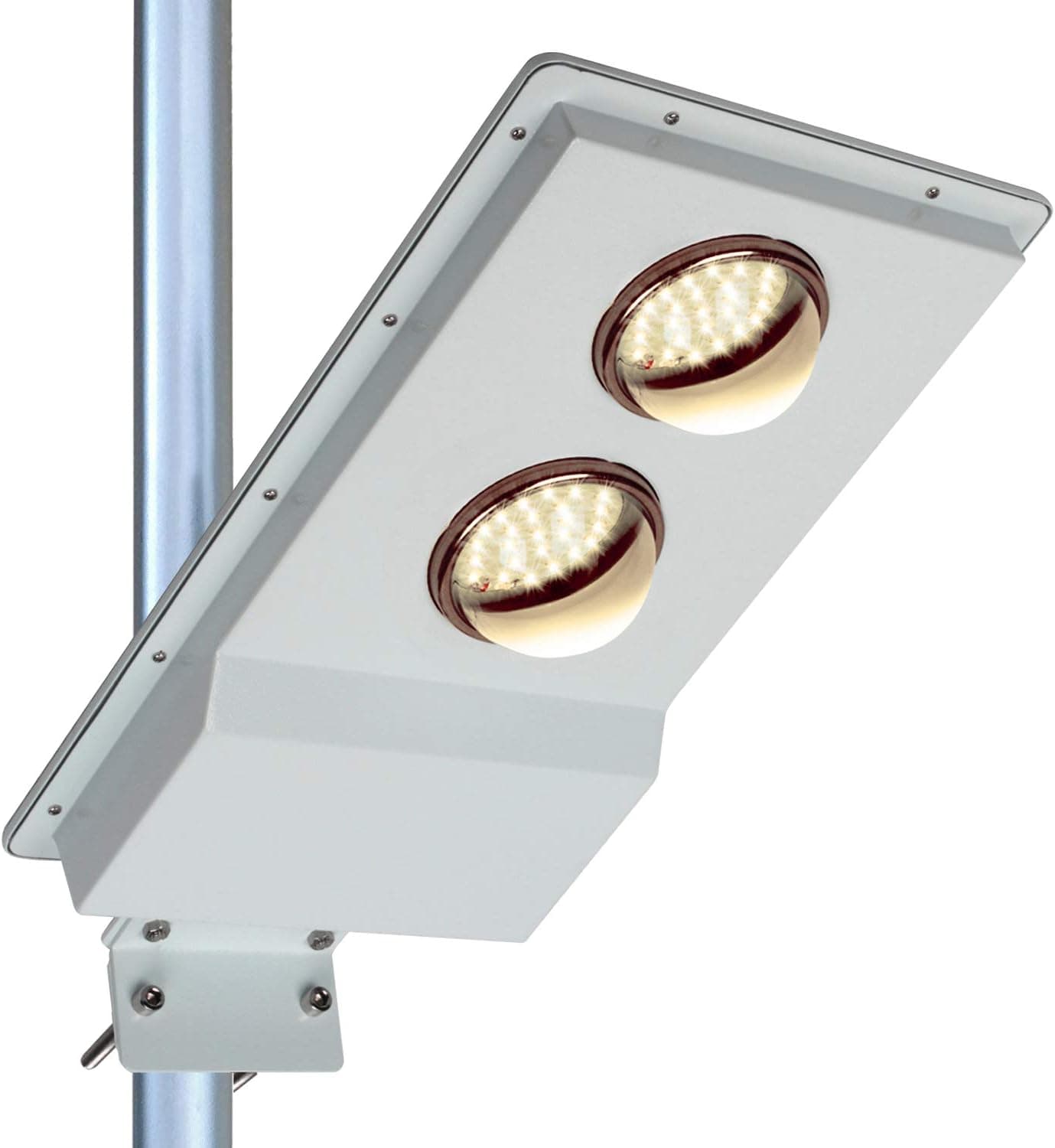 Solar Street Lights Max.1100LM 3000K(Warm Yellow) Dusk to Dawn Sensor + Timing Security Area Night Lighting Outdoor Pole Post Wall Mounted Lamp