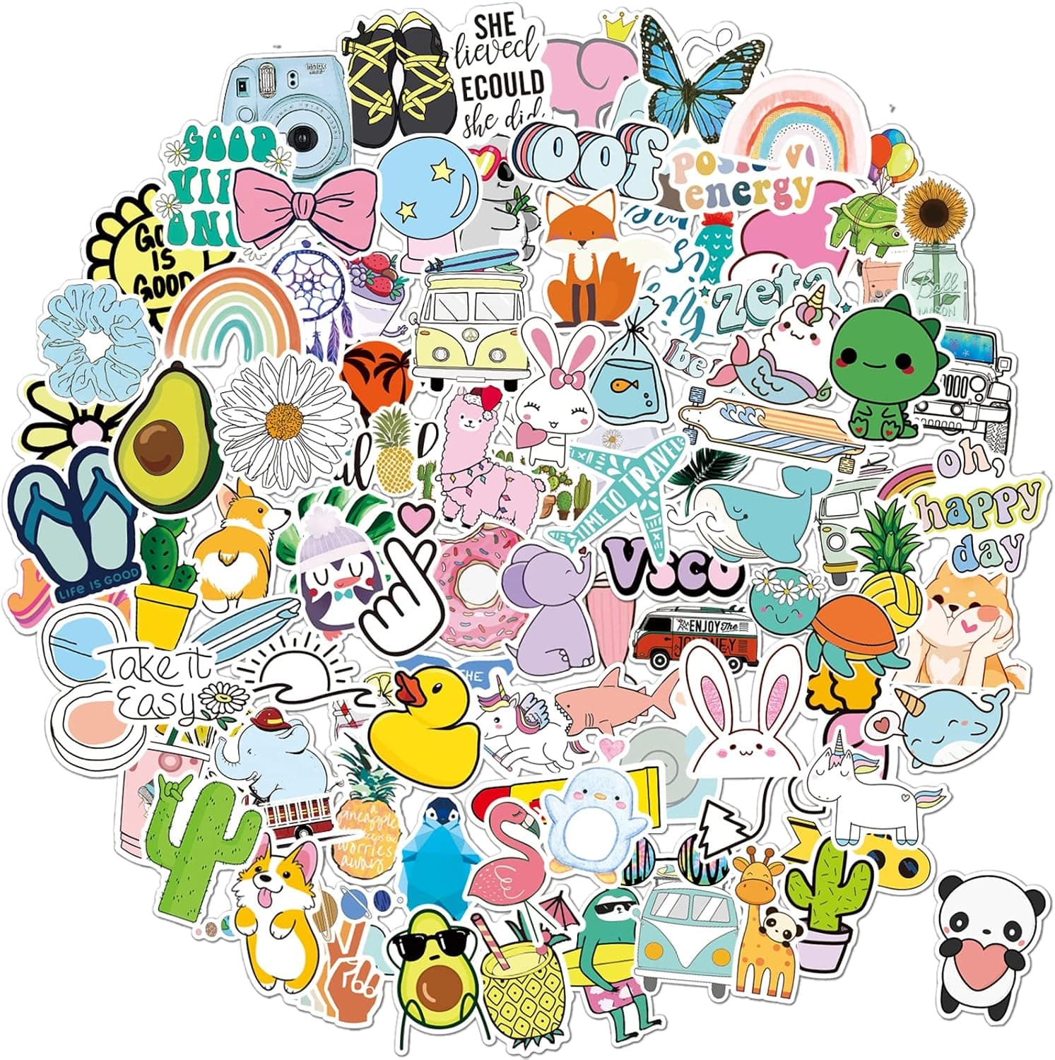 100 PCS Stickers for Water Bottles, Cute Vinyl Waterproof Aesthetic Sticker, Cool Stickers for Hydroflask Car Skateboard Laptop Hard Hat Suitcase, Perfect Gifts for Kids, Boys, Girls, Teens, Adults