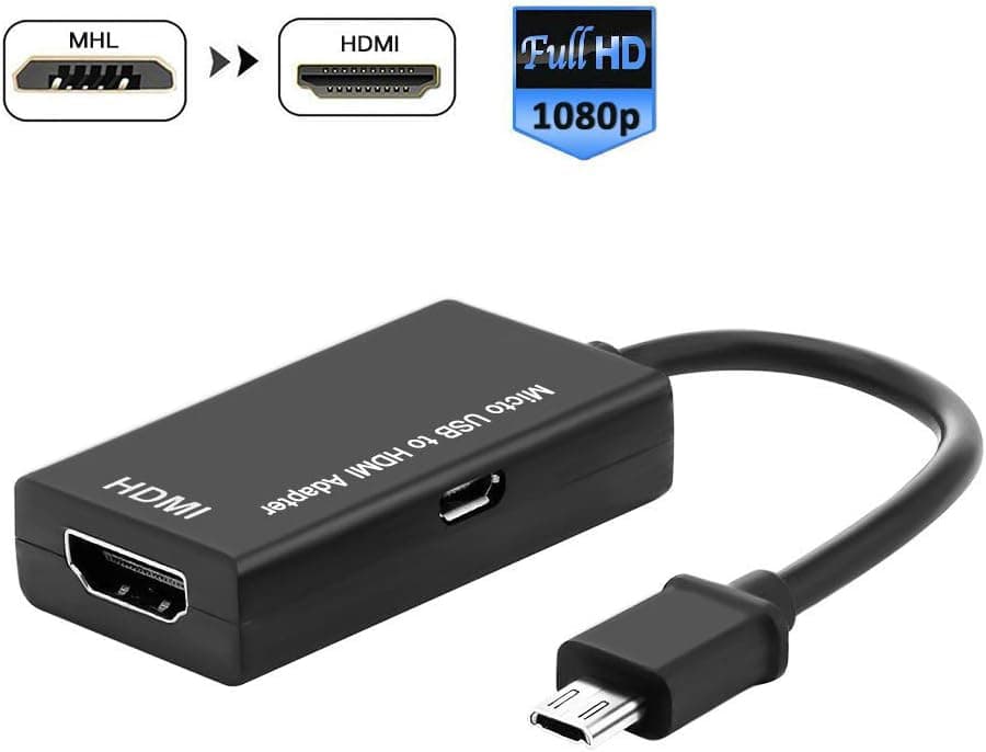 MHL Micro USB to HDMI Cable Adapter, Micro USB to HDMI 1080P Video Graphic Converter, Video Audio Output for Samsung Galaxy S5, S4, S3 etc Phones with MHL Function