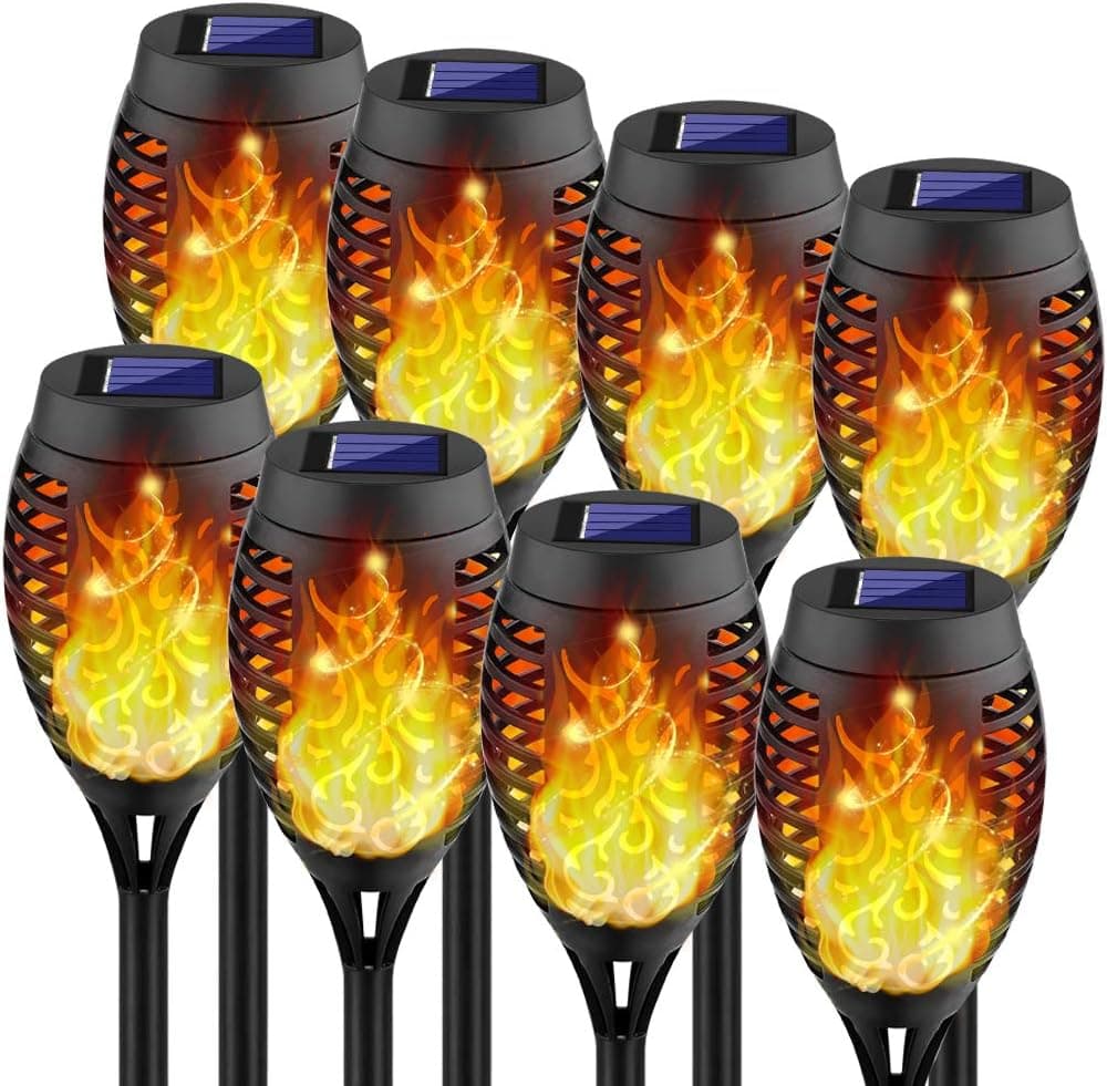 Kurifier Solar Outdoor Lights, 8Pack Solar Torch Light with Flickering Flame，Waterproof Solar Garden Lights, Outdoor Decorations for Patio Yard Path, Flame Torches for Outside Decor-Outdoor Lighting
