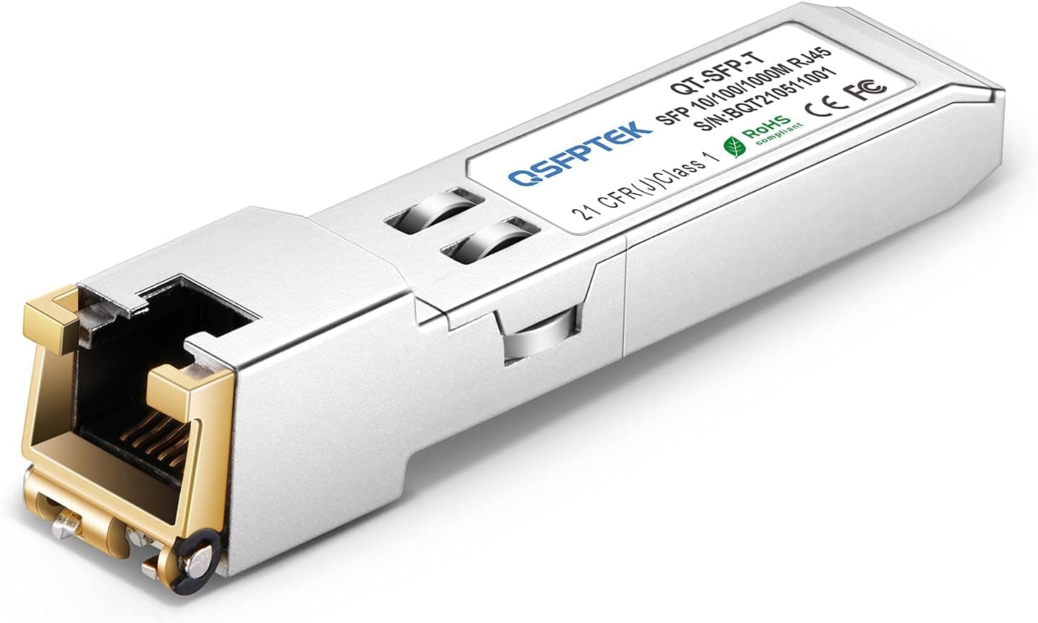 QSFPTEK Gigabit SFP Copper RJ45 Module, SFP to RJ-45, 10/100/1000BASE-T Mini-GBIC,SFP Transceiver for Ubiquiti UF-RJ45-1G, Supermicro,up to 100m