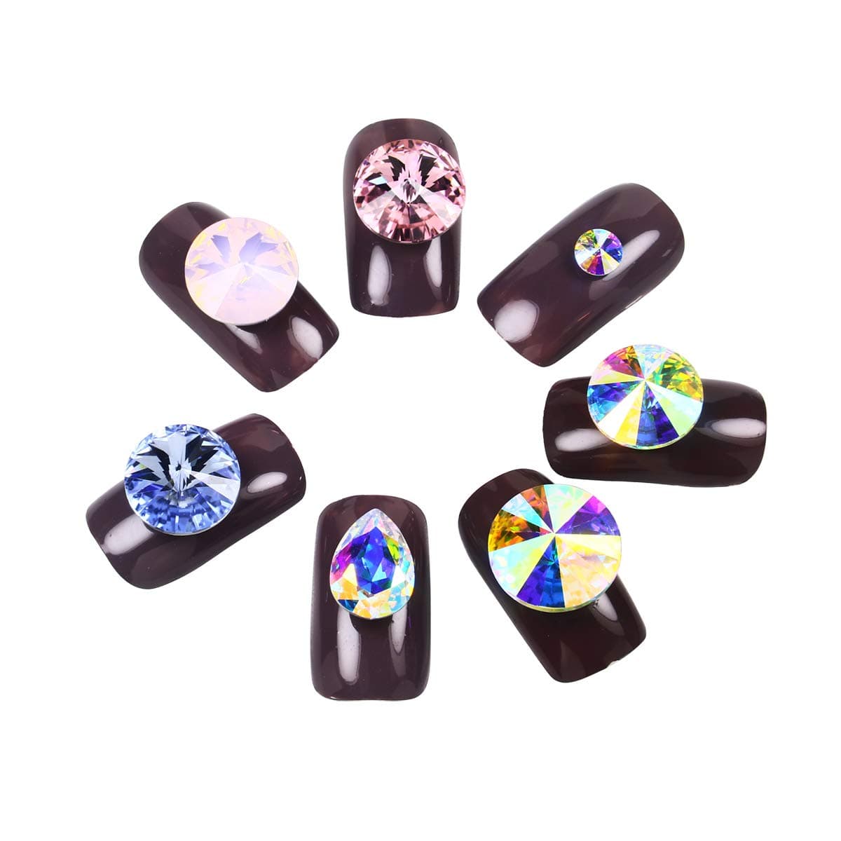 DONGZHOU Mixed Large Crystal AB Nail Rhinestones Diamond Bling Big 3D Nail Crystal Gem Stone (mixed size 4)