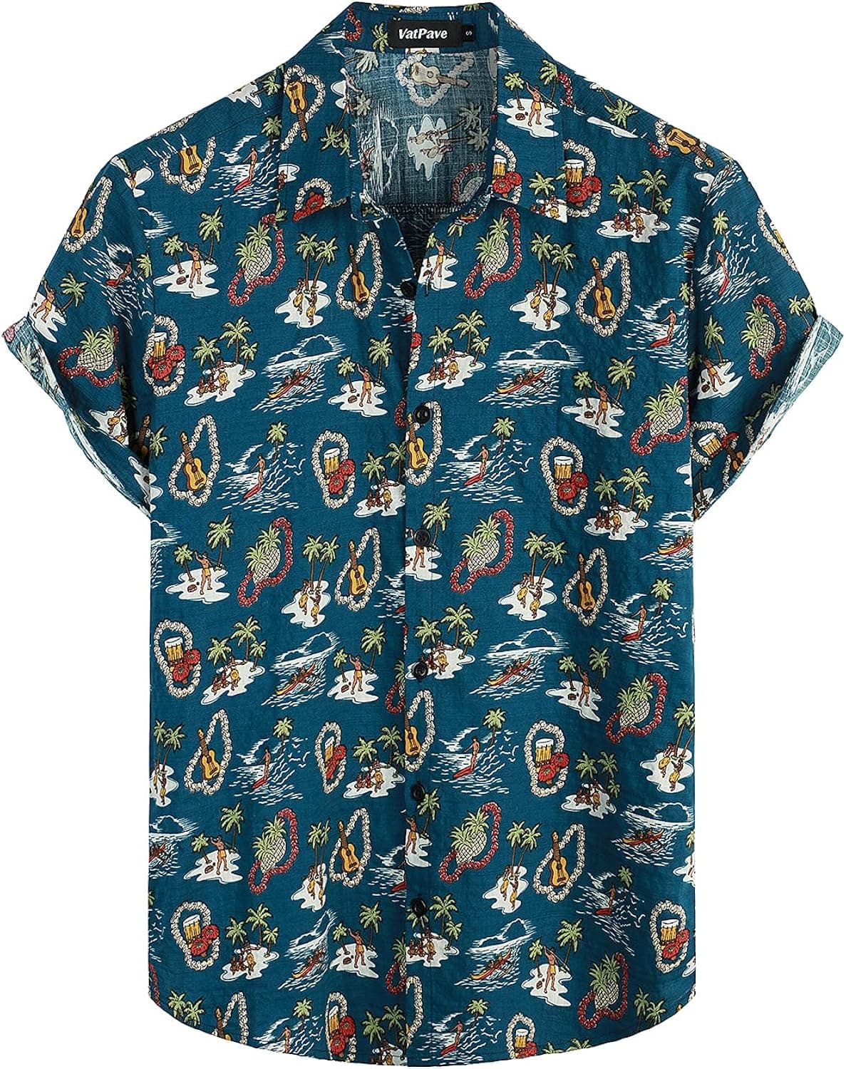 VATPAVE Mens Casual Hawaiian Shirts Short Sleeve Button Down Beach Shirts Tropical Floral Shirts