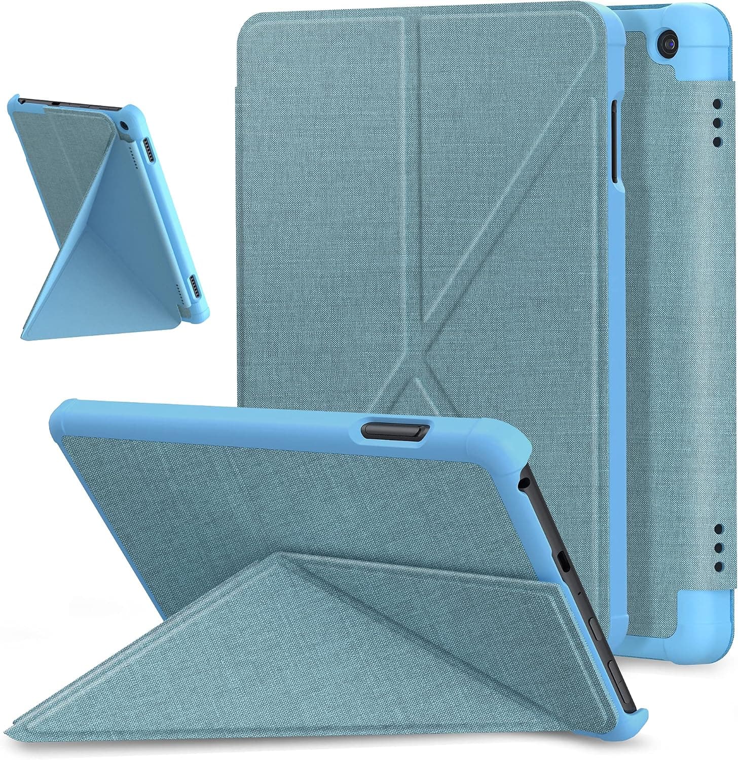 E NET-CASE Slim Case for All-New Fire HD 8 2020 & Fire HD 8 Plus Tablet (10th Generation,2020 Release), Folding Stand Protective Cover with Hard Back Shell, Auto Sleep/Wake (Sky Blue)